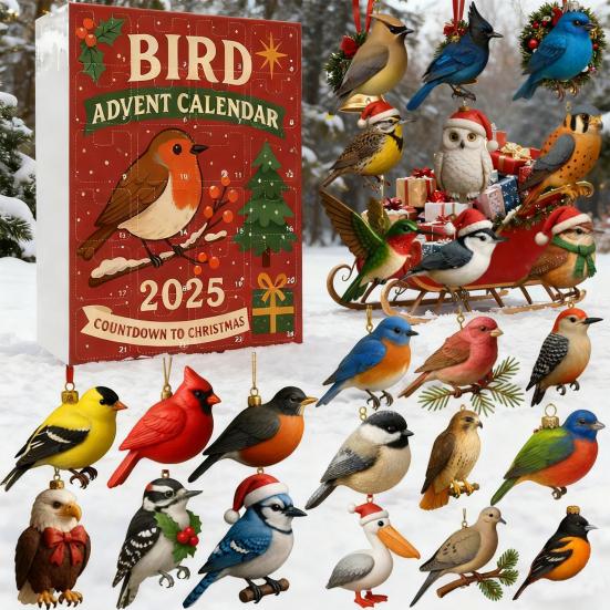 Christmas Advent Calendar Bird Design 24-Day Countdown Decoration Kid Surprise Advent Calendar Holiday Decor