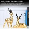 Zestaw 2 żywicznych rzeźb jeleni Hiran do dekoracji domu i biura inspirowanych naturą, idealny dla miłośników przyrody, doskonały dla przyjaciół i rodziny (Złoto)