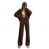Spring  Ladies Suit Women's Solid Color Sweater Jacket Casual Straight Pants Suit