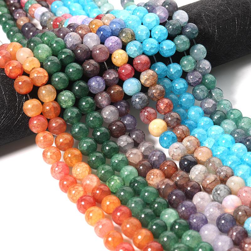 Louleur 1 Strand 8 10mm Round Floral Beads Colorful Glass Beads Loose Beads For Jewelry Making DIY Necklace Bracelet Accessories