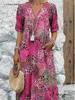 2026 European & American Fashion V-Neck Lace Trim Printed Short-Sleeve Dress