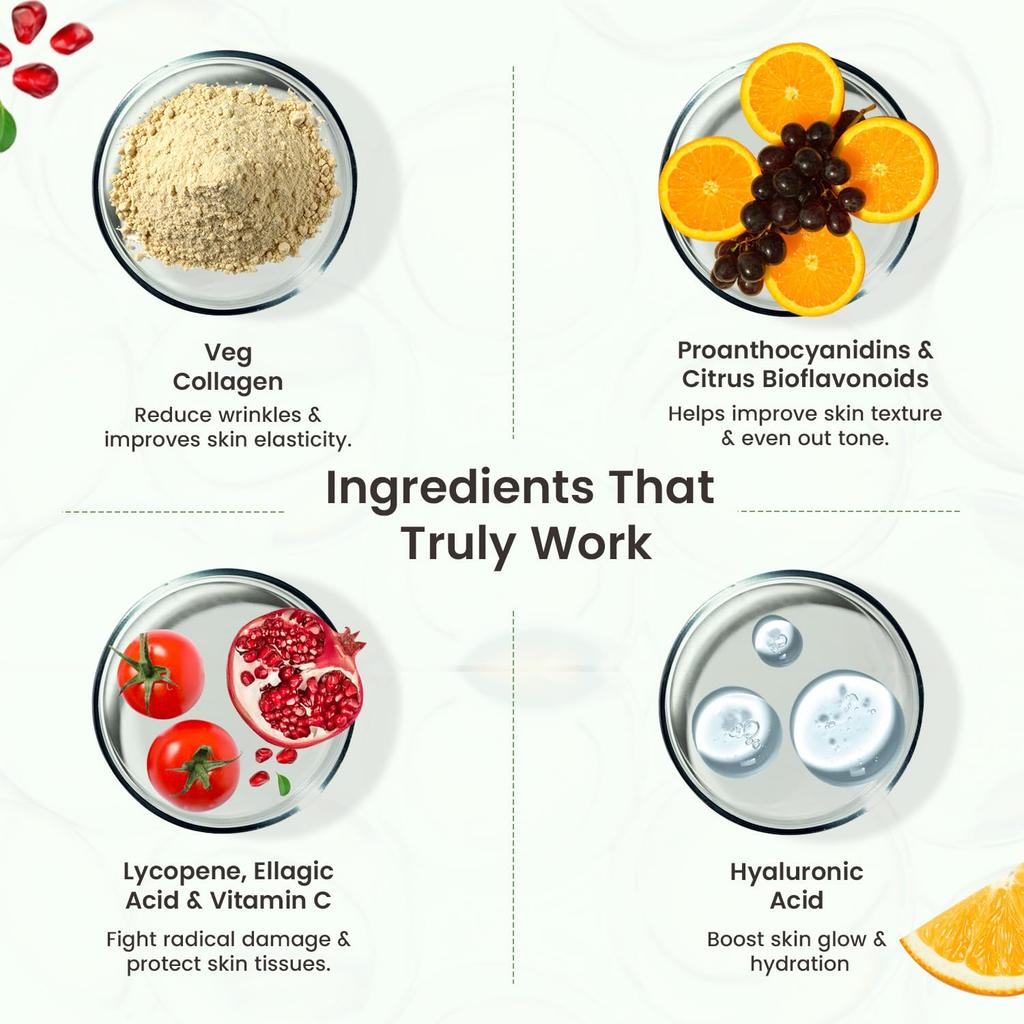 Neuherbs Veg Collagen Supplement Powder Orange Flavour For Youthful Glowing Skin Elasticity Hydration 200 g Pack Of 1