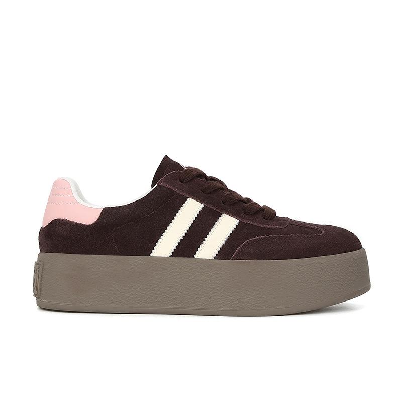 

[sheii Su Yinyin] Maillard style~ retro leather color matching platform casual sports moral training shoes women s board shoes 40