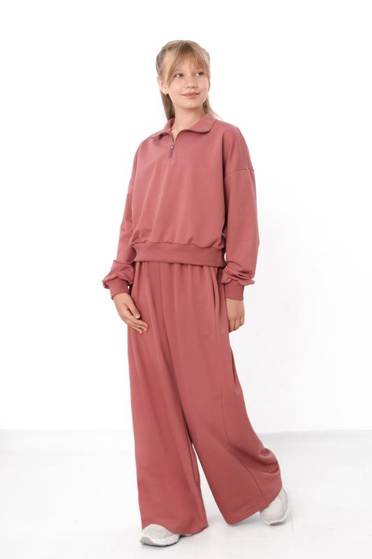 Girls Zip-Up Hoodie Sweatshirt with Hood and Wide-Leg Pants – Kids Casual Set Any season 6506-057 HC