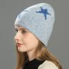 Pentagram rabbit velvet double-layer warm wool hat autumn and winter knitted hat windproof ear protector striped hat cold hat