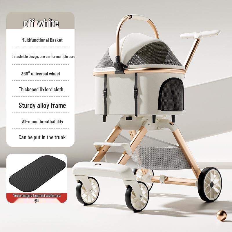 Stylish Aluminum Multi-Functional Pet Stroller: Foldable, Detachable, Lightweight for Cats & Dogs Detachable & Foldable A8 Aluminum Basket