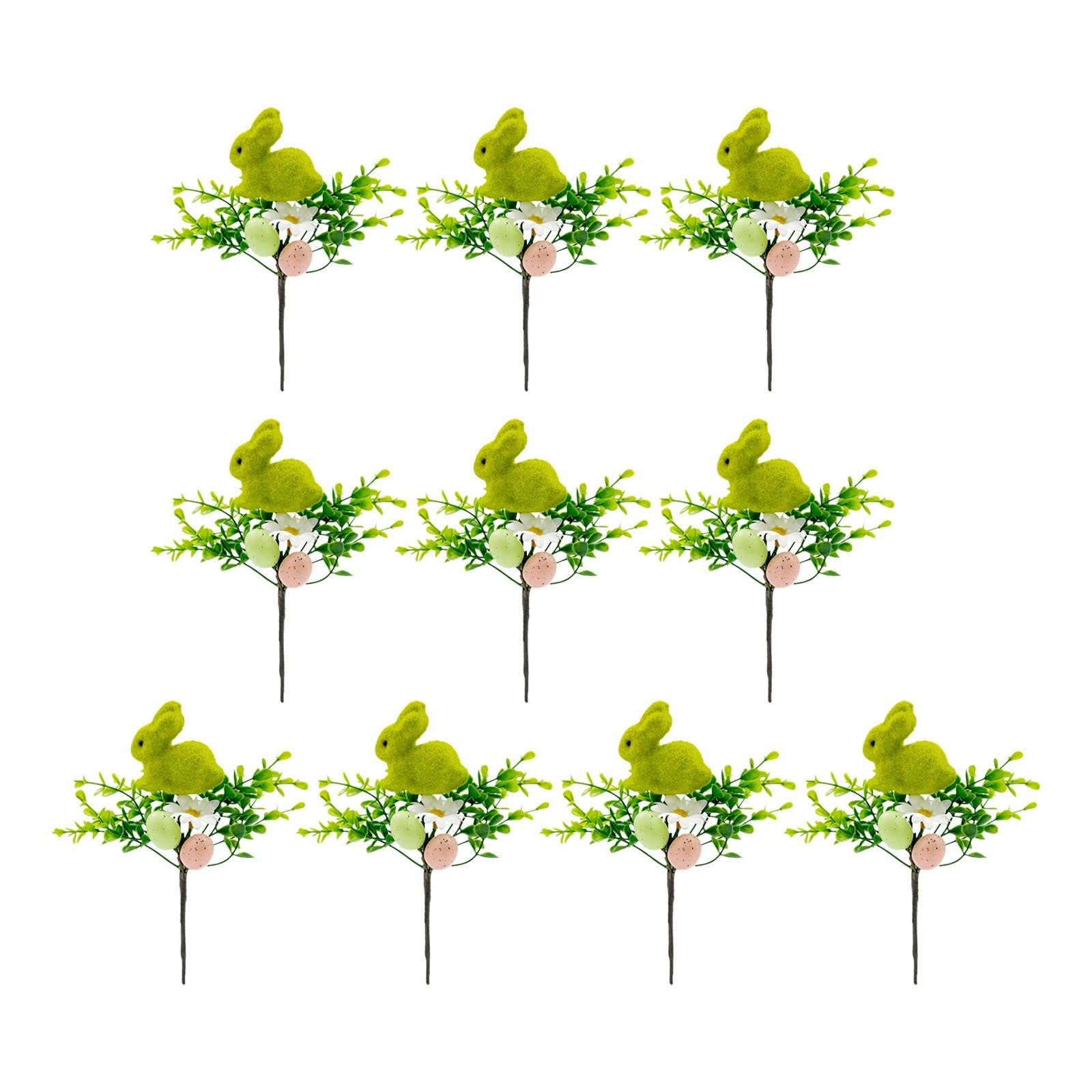 

Искусственные цветы, пасхальные цветные яйца, декоративные черенки в виде кролика, подходят для домашней вечеринки, вазы, цветочной композиции, центральный элемент, 10 шт. One Size