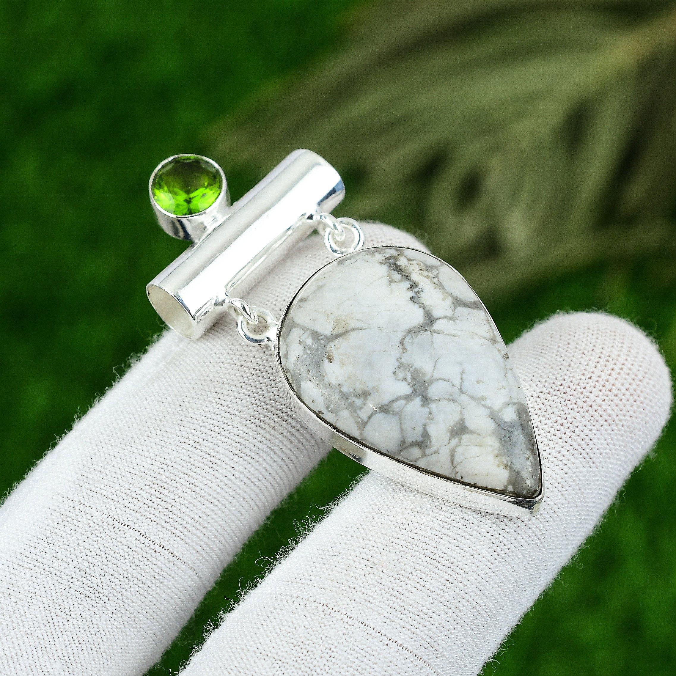 

Подвеска из натурального камня гаулита, серебро 925 пробы, индийские украшения для девочек