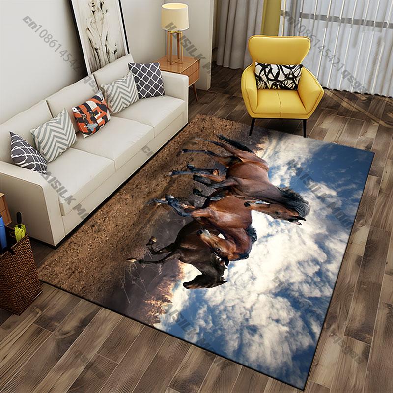 Horses running freely outdoors carpet Yoga living room room decor children's crawling mat doormat area rug games mat