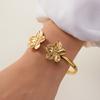 New Classic Sun Moon Pattern Open Bangles Bracelet For Women Gold Color Stainless Steel Heart Cuff Bracelet Hand Ornament Gift