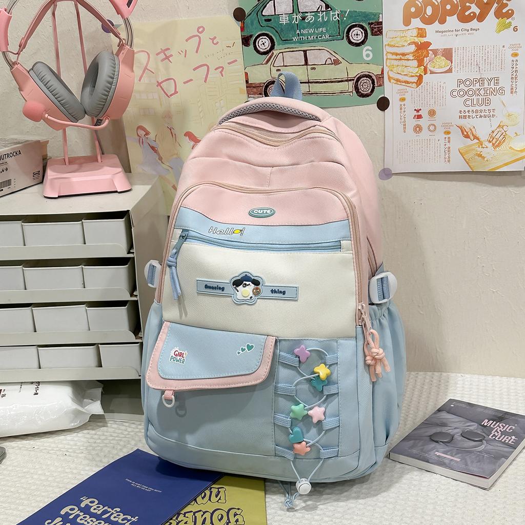 Schoolbag1011 new Korean students schoolbag college wind junior high school students large capacity backpack dopamine color matching backpack