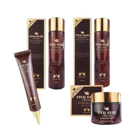 Christian Dean Vital Snail 4-Piece Skincare Set – Toner, Emulsion, Nutrition Cream & Eye Cream 4-Piece Skincare Set