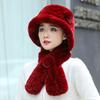 Middle-aged and Elderly Rex Rabbit Hair Hat, Scarf Set, Women's Winter Old Lady Two-piece Set, Women's Mother and Grandmother Thermal Hat