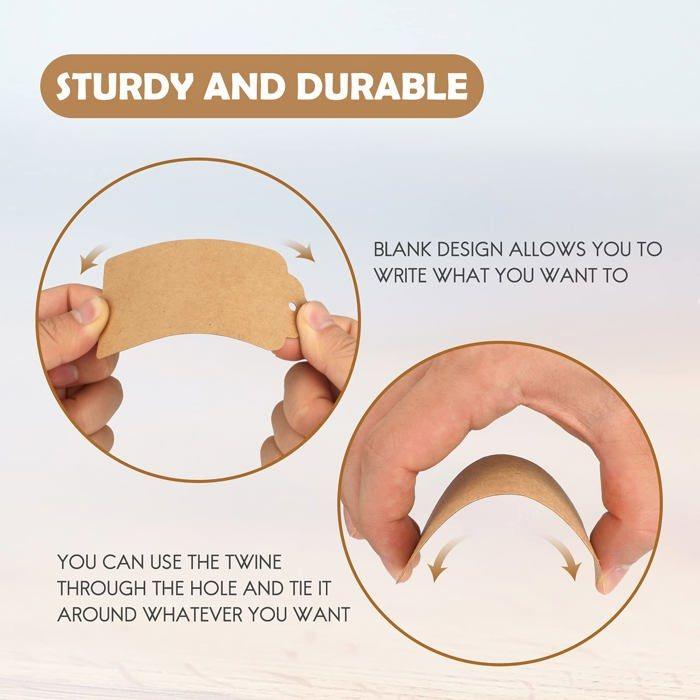 Étiquettes cadeau - G2PLUS - G2PLUS - 100 étiquettes - Papier kraft - Ficelle en jute 30m