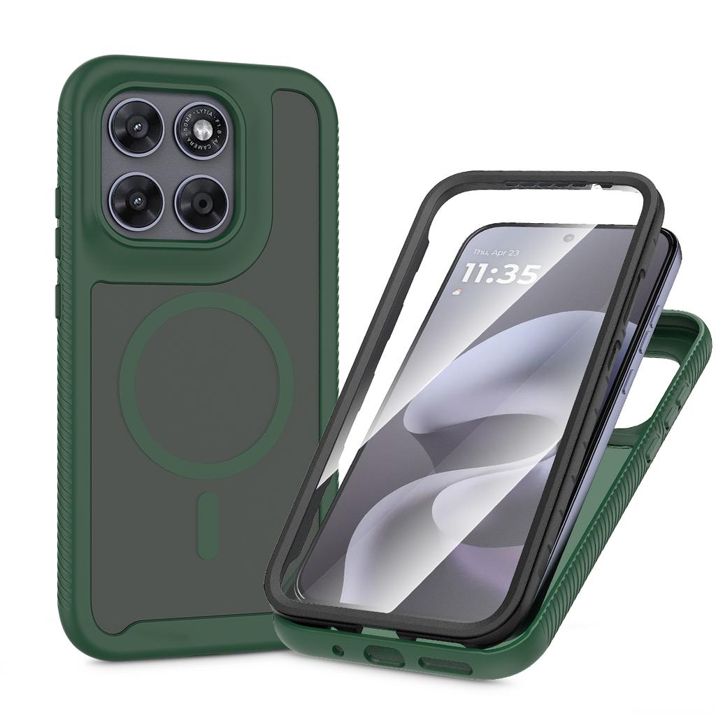 PET Screen Protector Skin Feel Magnetic Phone Case For Motorola Moto G67 G77 TPU Frame Translucent Frosted Acrylic Cover Fundas