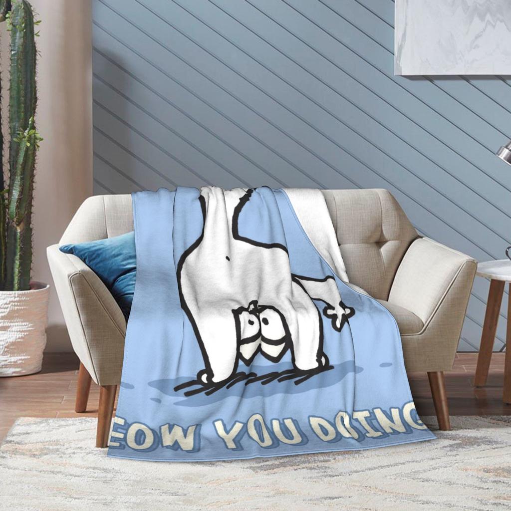 Simons Cartoon Cat Print Blanket For Men Women Warm Cozy Fluffy  Throw Blankets for Living Room 50x60 Inches Multiple Sizes