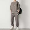 Men's Autumn Winter Fleece Joggers: Casual, Warm, Versatile, Korean Style Drawstring Pants, Solid Color, Trendy Hong Kong Influence.