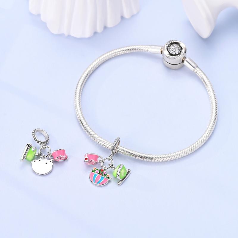 Charms Copper Fat-Burning Meal Coffee Green Apple Pendant Fit Charms Plata Original Bracelet Bead Women Jewellery Making