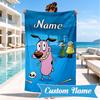 Custom Name Cowardly-Dog Adventure Beach Towel Microfiber Beach Towel, Lightweight and Quick-Dry, for Summer Travel, Swimming Pool Gift