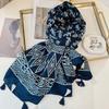 Breathable Lovely Floral Polyester Soft Scarf Boho Chic Tassel Shawl Women Perfect for Travel & Casual Muslim Hijab 180*90Cm