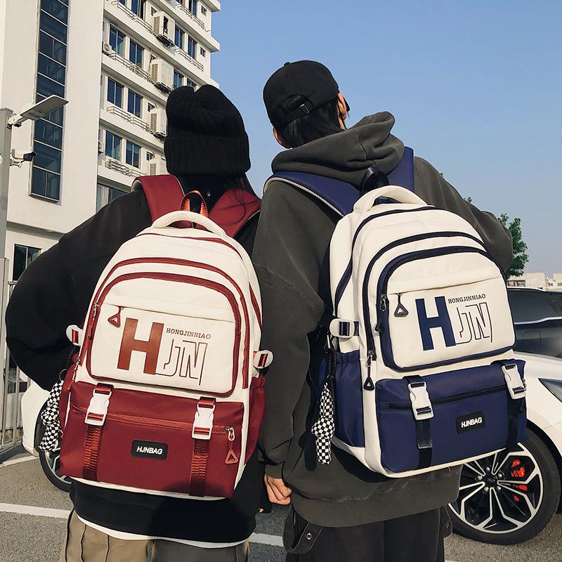New backpack, male and female students schoolbag, large capacity, fashion trend, casual backpack, simple bag