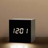 Voice Control Square Digital LED Alarm Clock Retro USB/AAA Powered Glow Clock Wood Multifunctional Desk Clock Gift