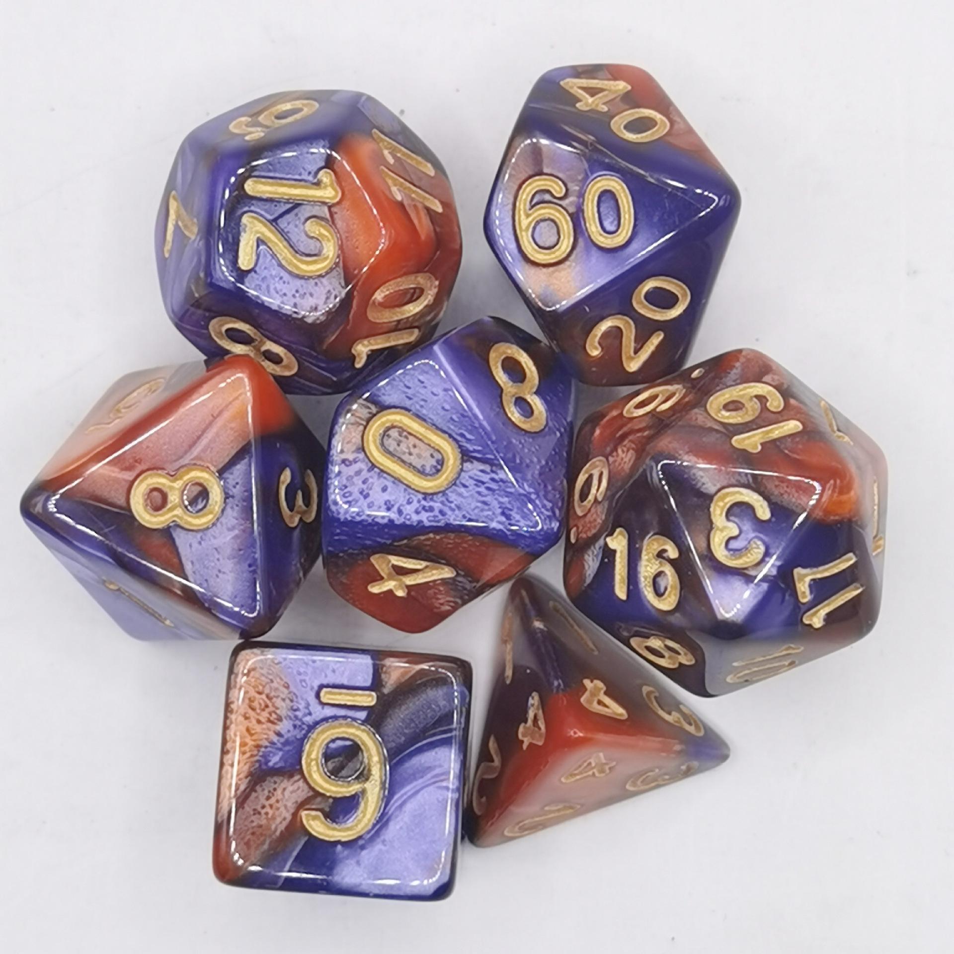

7 шт. набор двухцветных многогранных кубиков с номерами, набор кубиков DND, набор кубиков для TRPG, RPG D20 D12 D10 D8 D6 D4, настольные игры, беговые группы