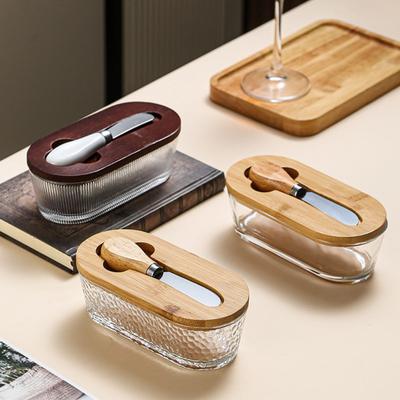 Glass Butter Box with Lid Spatula Large Capacity Butter Dish Easy To Clean Butter Container Butter Lover Essential Accessory