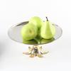 Abstract Art Metal Tray, Fruit Bowl, Circular Petal Base High Foot Fruit Tray, Stainless Steel Storage Tray, Snack Plate