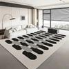 Modern Black White Geometric Living Room Carpet Non-Slip Washable Floor Mat for Bedroom Home Decor
