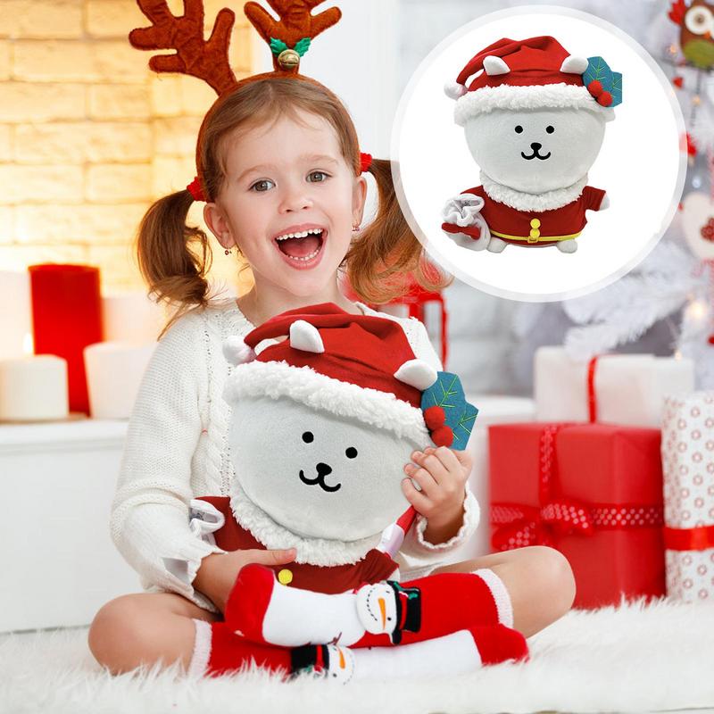 Plush Doll Cartoon Christmas Stuffy Doll Christmas Hat Christmas Throw Pillows Huggable Christmas Plush Toy 25cm Cute