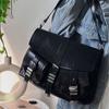 American Retro Large Capacity Crossbody Bag 2024 New Black Motorcycle Tote Bag Wandering Bag Women's Messenger Bag