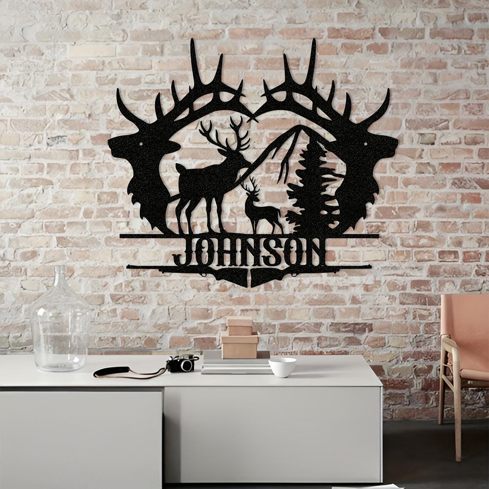 Custom Elk Silhouette Metal Sign Matte Finish Wall Art for Home Garden Decor