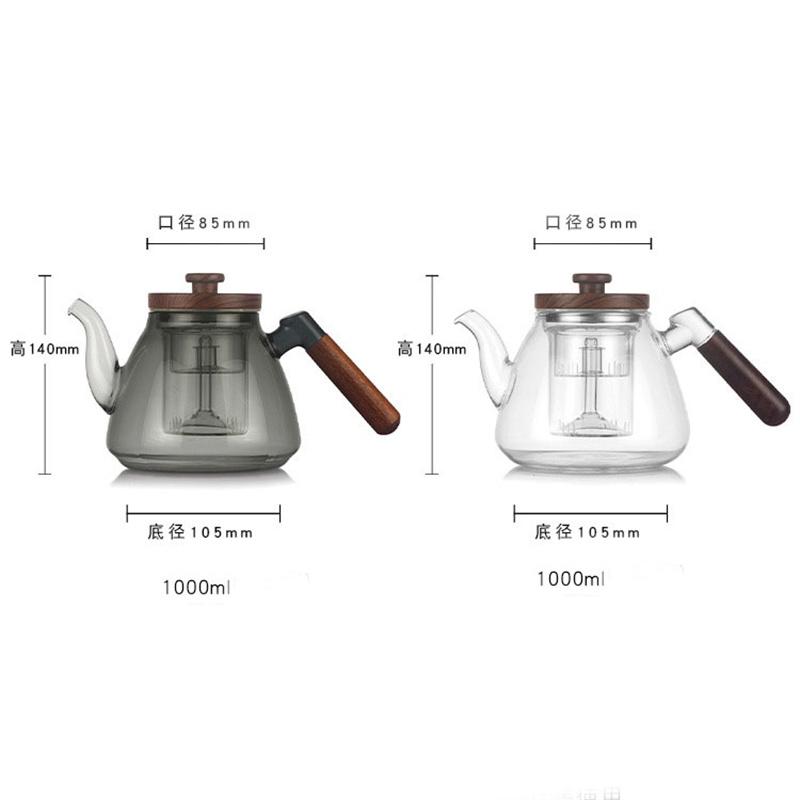 1000ml High Borosilicate Glass Teapot Cooking and Steaming Dual Purpose Glass Tea Pot Tea Kettle Tea Infuser Teaware