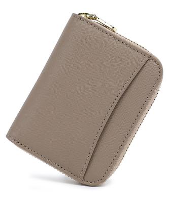 [honig&blau] Damen Mini-Portemonnaie mit Kartenfach, Faltenfreier Geldscheinfach, Echtes Leder, YKK Reißverschluss und Skimming-Schutz (Mokka-Beige x Gelb)