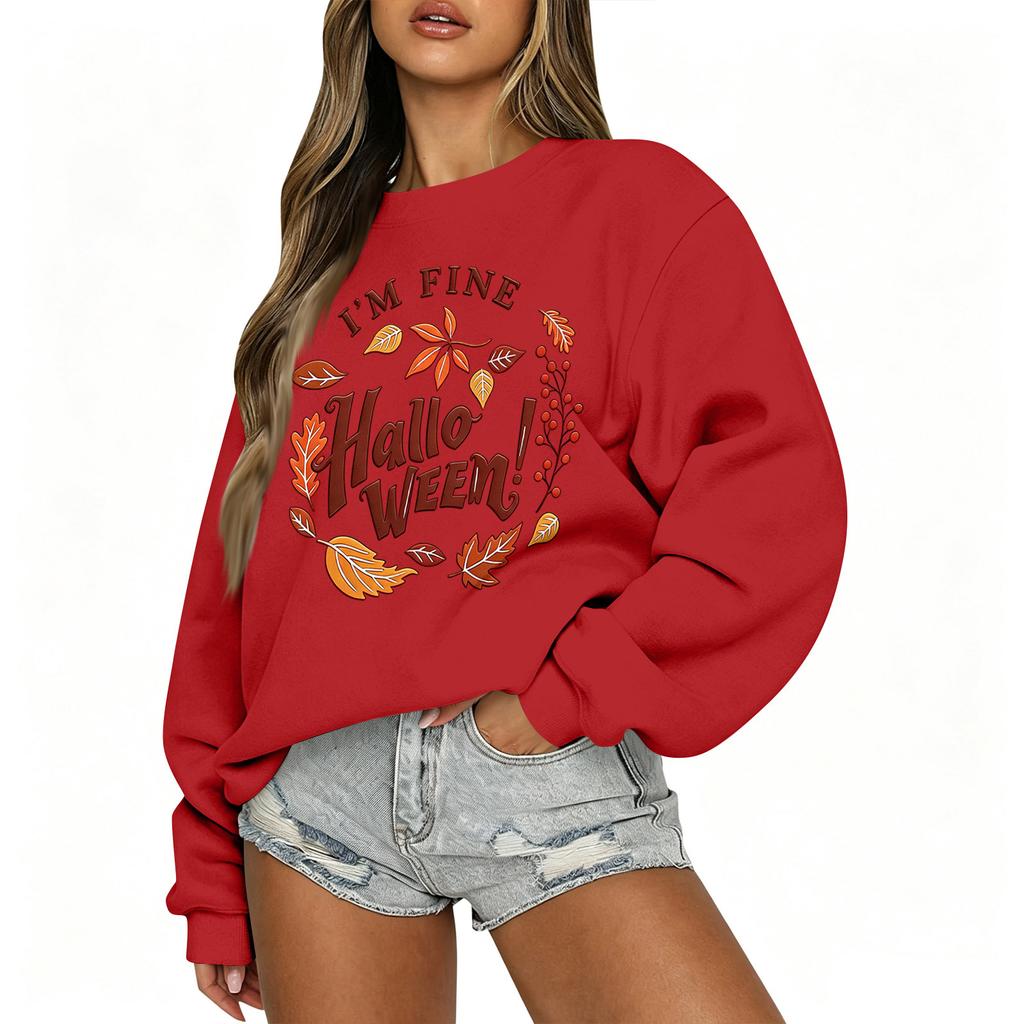 Women's Casual Long Sleeve Christmas Print Round Neck Top for Holiday Festive Wear