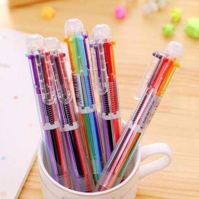 Novelty Multifunction 6 In 1 Colorful Ballpoint Pen Multicolor Stationery School Supplies Gift