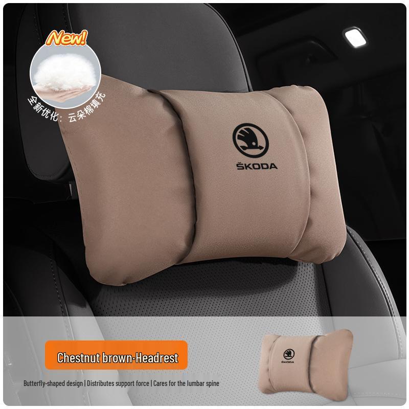 Skoda Headrest Lumbar Support Pillow for Octavia, Superb, Kamiq, Karoq - Neck Protection Cushion