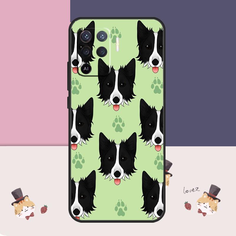 Cartoon Border Collie Case For Oppo A77 A17 A57 A40 A78 A54 A74 A94 A76 A16 A96 A18 A60 A80 A38 A58 A98 A15 A5 Pro