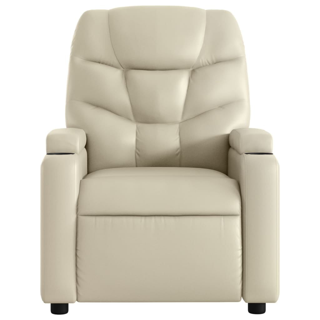 Cream PU Leather Recliner Chair