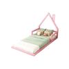 Lit D'enfant - MUVOE - 90x200cm - Pin Massif - Forme Maison - Rose