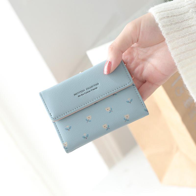 Pureti Small Fresh Korean Style Multi-Functional Cute Short Wallet for Women and Students
