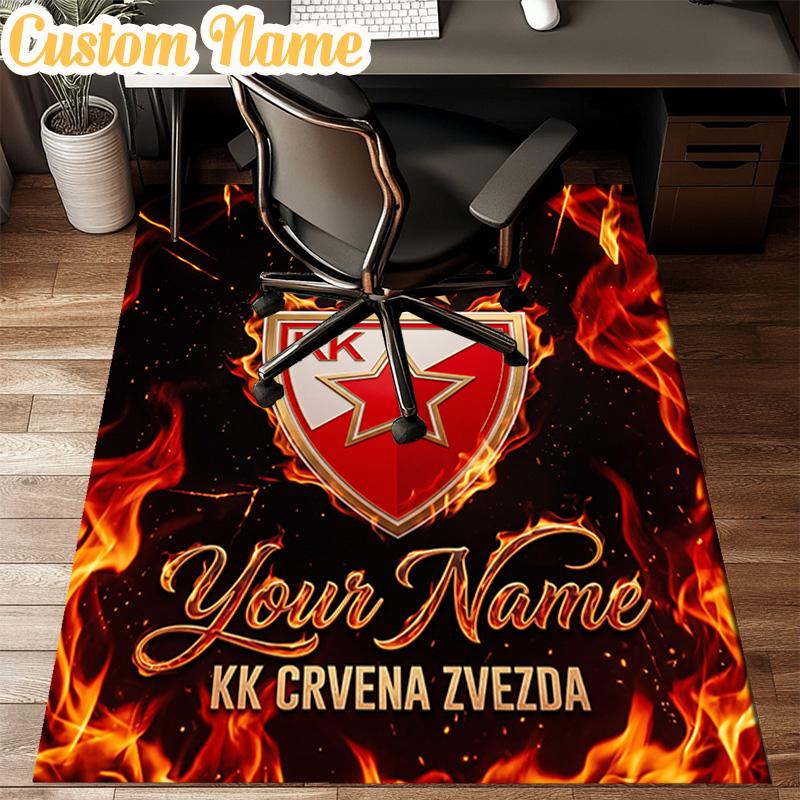 Custom Name FK Crvena Zvezda Rug Office Rug Chair Mat Non Slip Carpet Rugs for Bedrooms Dining Room Living Room Home Decor Gifts