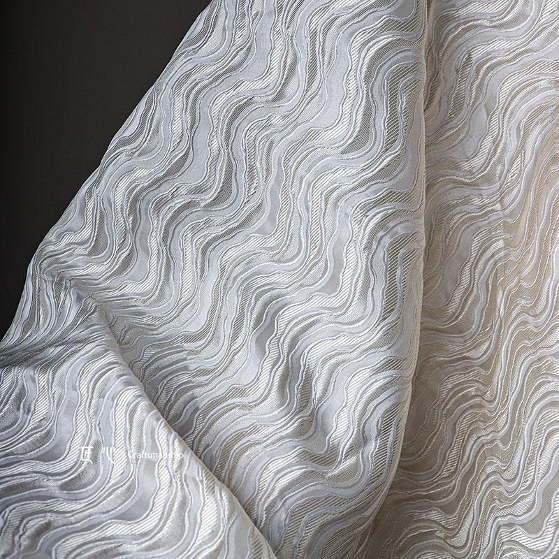 Heavy Embroidery Jacquard Fabric Layer Wave Texture Irregular Relief Pattern Designer Fabric For Diy Coat Jacket Clothing