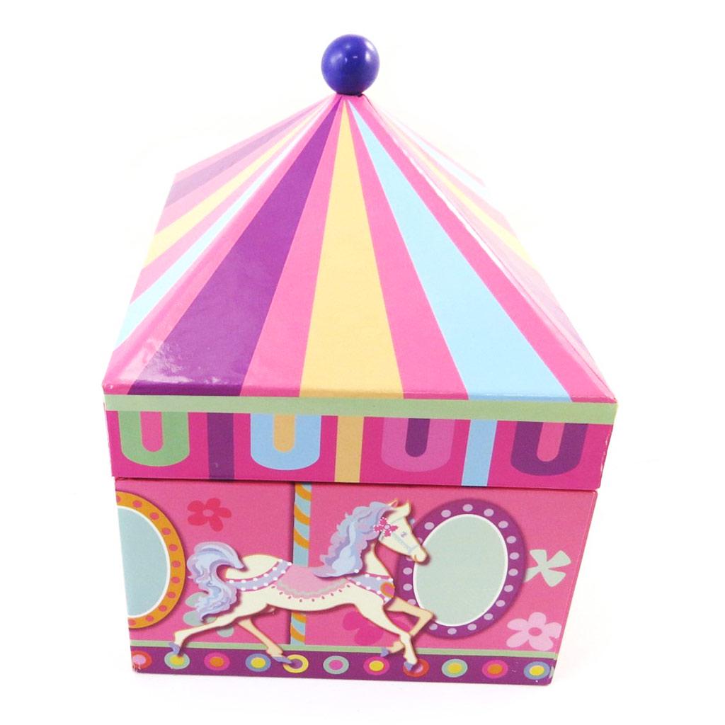 Les Trésors De Lily [N5291] - Pink Multi-colored 'Carousel' Jewelry Box (musical) - 15x13x11 Cm