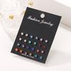 Popular 10 Pair Set Stud Earrings Fashion Size Pearl Set 11 Pair Colored Diamond Set Stud Earrings Popular Earrings