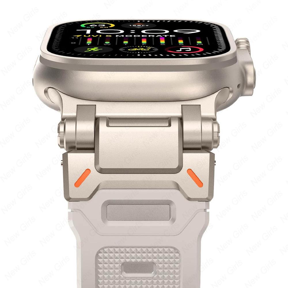 Sports Rubber Band for Apple Watch Ultra 2 1 Band 49mm Series 10 46mm Luxury Wristband for IWatch Series 9 8 7 6 5 4 45mm 44mm