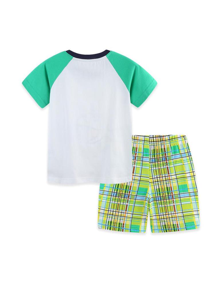 Summer 26 Dinosaur Cartoon Print Boys' Shorts and Shirt Set - Kids' Two-Piece