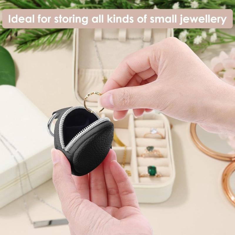 Small Travel Jewelry Organizers Soft Leather Case With 4 Color Addition For Earrings Rings Necklace Storage