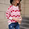 Love Lover Crew Neck Pullover Small Peach Heart Sweater Women